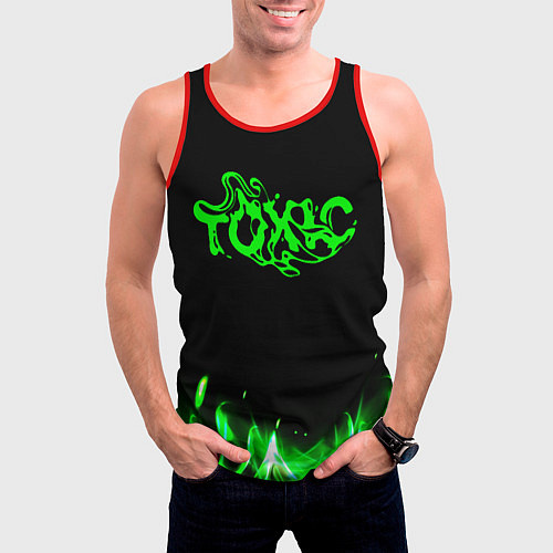 Мужская майка без рукавов Toxic text / 3D-Красный – фото 3