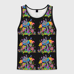 Майка-безрукавка мужская Грибной паттерн цветной, цвет: 3D-черный