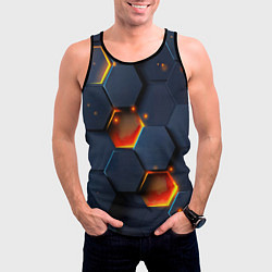 Майка-безрукавка мужская Шестигранники с подсветкой, цвет: 3D-черный — фото 2