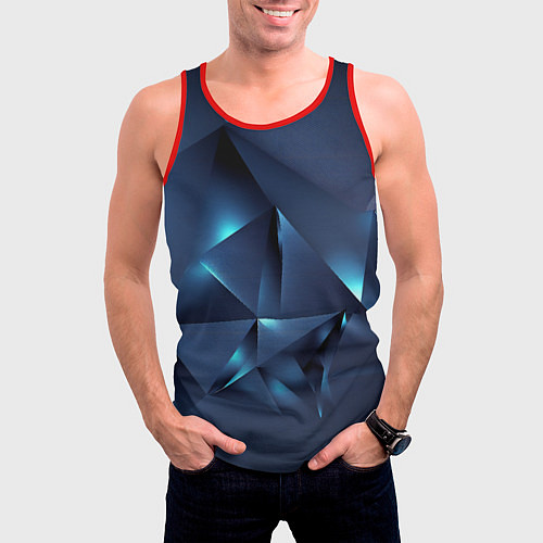 Мужская майка без рукавов Геометрия с подсветкой / 3D-Красный – фото 3