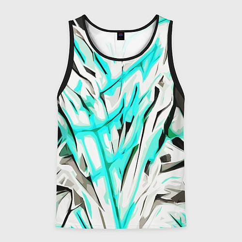 Мужская майка без рукавов Чёрно-голубая агрессивная абстракция на белом фоне / 3D-Черный – фото 1