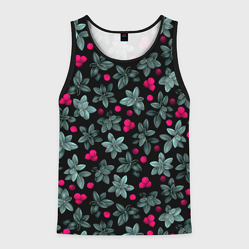 Мужская майка без рукавов Клюквенный паттерн / 3D-Черный – фото 1