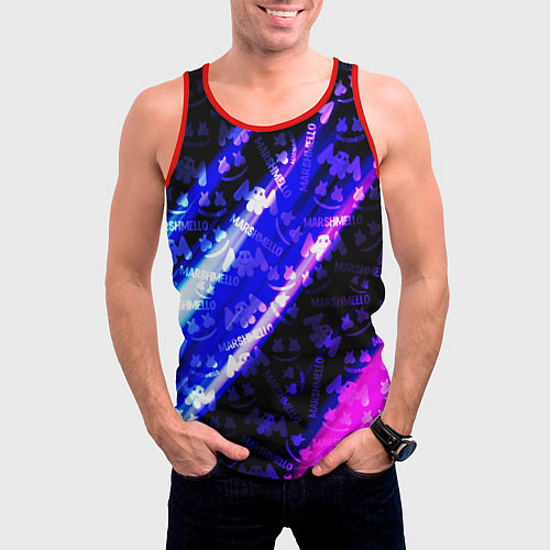 Мужская майка без рукавов Marshmello neon steel / 3D-Красный – фото 3