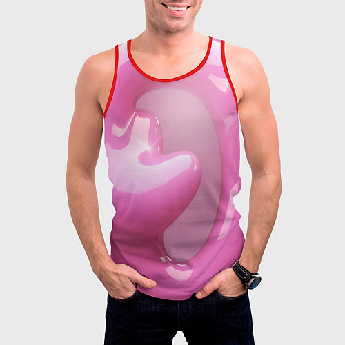 Мужская майка без рукавов Розовые краски абстракция / 3D-Красный – фото 3
