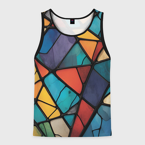 Мужская майка без рукавов Цветное стекло витраж / 3D-Черный – фото 1