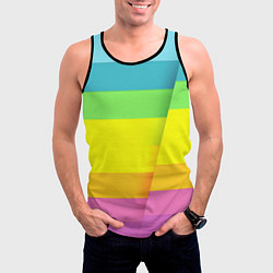 Майка-безрукавка мужская Разноцветные полосы, цвет: 3D-черный — фото 2