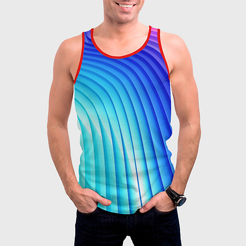 Мужская майка без рукавов Полосы неоновый градиент / 3D-Красный – фото 3