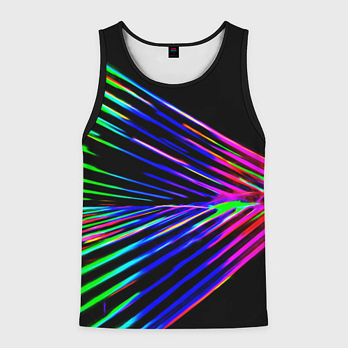 Мужская майка без рукавов Неоновый лучи текстура / 3D-Черный – фото 1