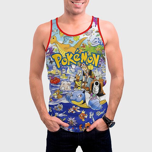 Мужская майка без рукавов Карманные монстры покемены / 3D-Красный – фото 3