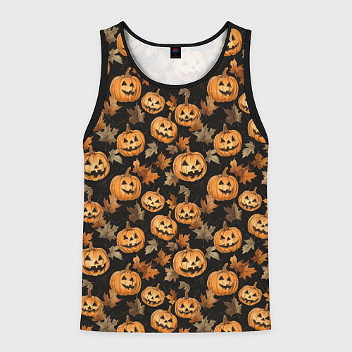 Мужская майка без рукавов Тыквы с лицами / 3D-Черный – фото 1