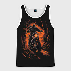 Майка-безрукавка мужская Мотоциклист с черепом, цвет: 3D-белый
