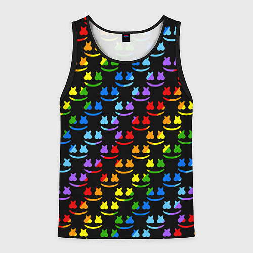 Мужская майка без рукавов Marshmello pattern neon / 3D-Черный – фото 1