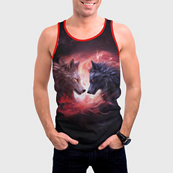Майка-безрукавка мужская Влюбленные волки разного раскраса, цвет: 3D-красный — фото 2