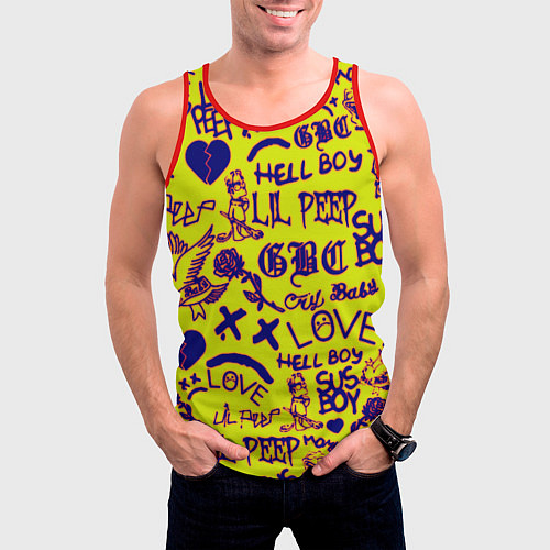 Мужская майка без рукавов Lil peep rap pattern / 3D-Красный – фото 3