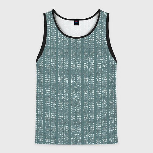 Мужская майка без рукавов Холодный синий полосы в мелкую крапинку / 3D-Черный – фото 1
