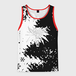 Майка-безрукавка мужская Ведьмак снежинки, цвет: 3D-красный