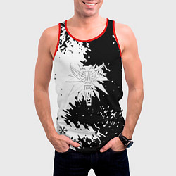Майка-безрукавка мужская Ведьмак снежинки, цвет: 3D-красный — фото 2