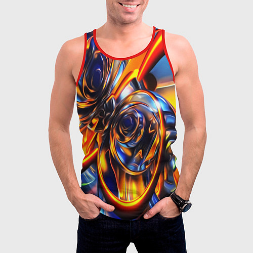 Мужская майка без рукавов Жидкие краски фрактал / 3D-Красный – фото 3
