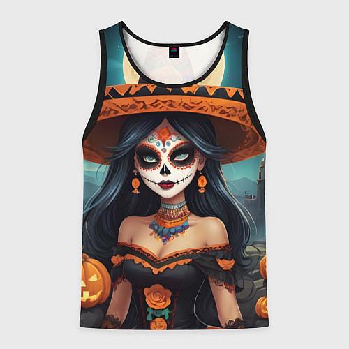 Мужская майка без рукавов Страшилки ведьмочка / 3D-Черный – фото 1