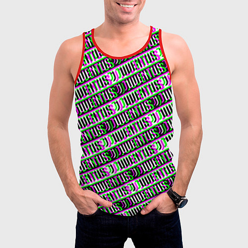 Мужская майка без рукавов Juventus glitch pattern / 3D-Красный – фото 3