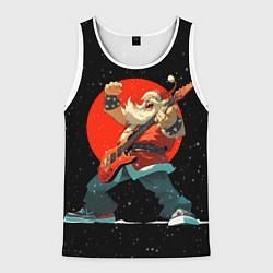 Майка-безрукавка мужская Рокер Дед Мороз, цвет: 3D-белый