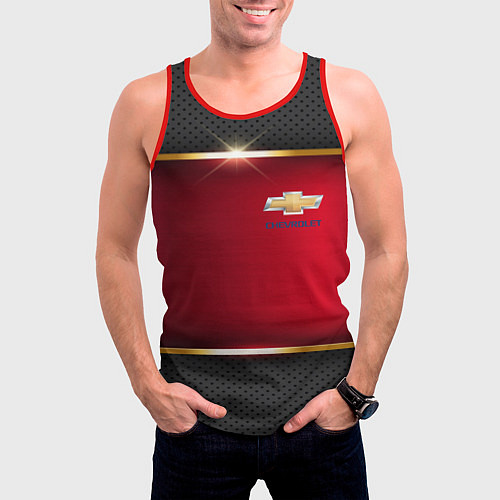 Мужская майка без рукавов Chevrolet metal auto / 3D-Красный – фото 3