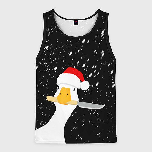 Мужская майка без рукавов Гусь Санта с ножом в клюве / 3D-Черный – фото 1