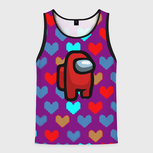 Мужская майка без рукавов Among us неоновые сердца / 3D-Черный – фото 1