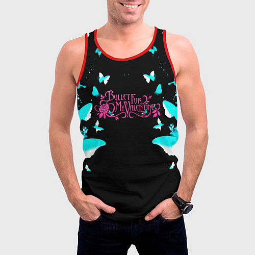 Мужская майка без рукавов Bullet for my valentine бабочки / 3D-Красный – фото 3