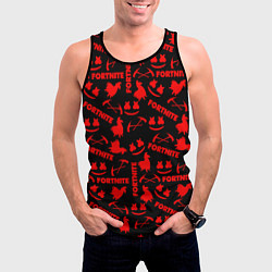 Майка-безрукавка мужская Fortnite pattern game red, цвет: 3D-черный — фото 2