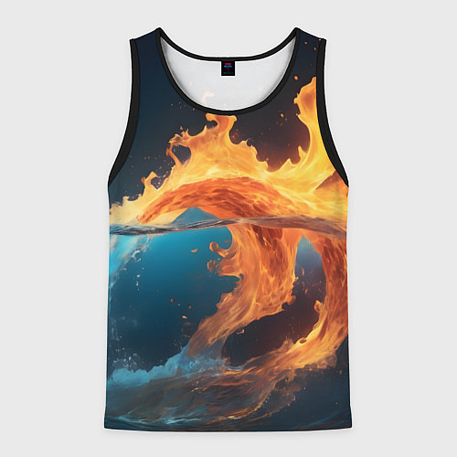 Мужская майка без рукавов Вода и огонь / 3D-Черный – фото 1