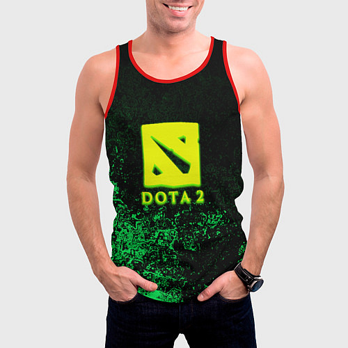 Мужская майка без рукавов DOTA2 кислотное лого краски / 3D-Красный – фото 3