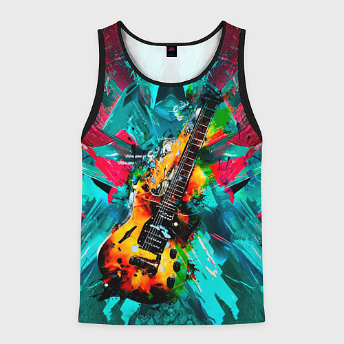 Мужская майка без рукавов Электрогитара в красках / 3D-Черный – фото 1