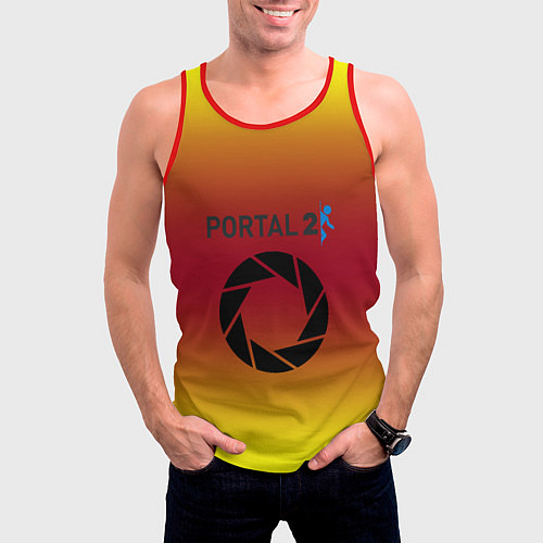 Мужская майка без рукавов Portal 2 gradient / 3D-Красный – фото 3