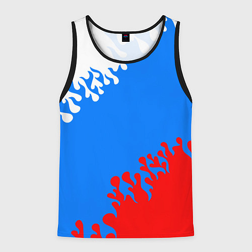 Мужская майка без рукавов Российская федерация - флаг / 3D-Черный – фото 1