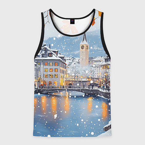 Мужская майка без рукавов Предновогодний Санкт-Петербург / 3D-Черный – фото 1