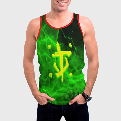 Мужская майка без рукавов Doom storm green / 3D-Красный – фото 3