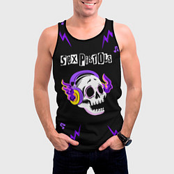 Майка-безрукавка мужская Sex Pistols неоновый череп, цвет: 3D-черный — фото 2
