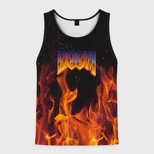 Мужская майка без рукавов Doom fire steel logo / 3D-Черный – фото 1