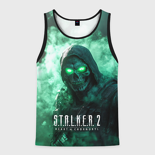 Мужская майка без рукавов Stalker 2 череп с зелеными глазами / 3D-Черный – фото 1