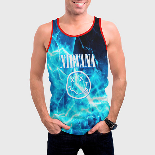 Мужская майка без рукавов Nirvana electro / 3D-Красный – фото 3