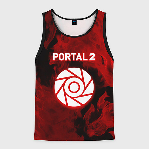 Мужская майка без рукавов Portal2 огненный стиль / 3D-Черный – фото 1