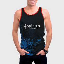 Майка-безрукавка мужская Horizon: Zero Dawn синие брызги красок, цвет: 3D-красный — фото 2