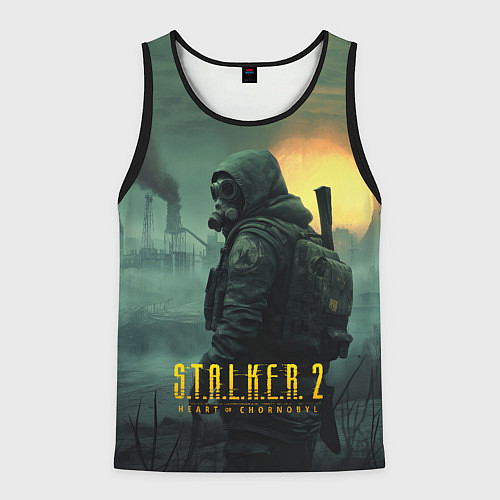 Мужская майка без рукавов Stalker город в тумане / 3D-Черный – фото 1