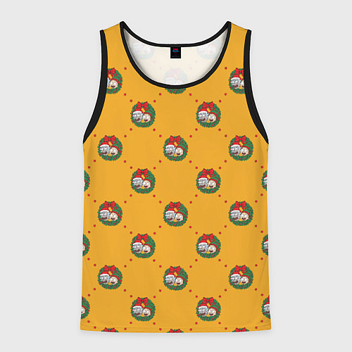 Мужская майка без рукавов Рик и Морти Новый год паттерн / 3D-Черный – фото 1