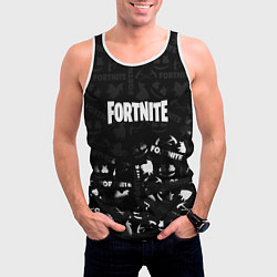 Майка-безрукавка мужская Fortnite pattern black, цвет: 3D-белый — фото 2