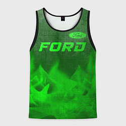 Майка-безрукавка мужская Ford - green gradient посередине, цвет: 3D-черный