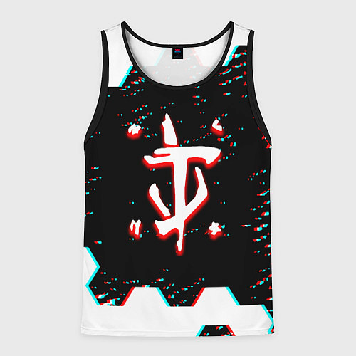 Мужская майка без рукавов Doom hexagon glitch color / 3D-Черный – фото 1