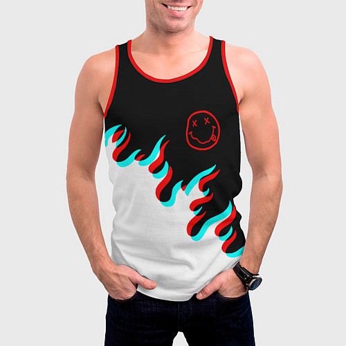 Мужская майка без рукавов Нирвана глитч огонь / 3D-Красный – фото 3