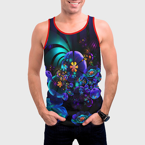 Мужская майка без рукавов Оптический фрактальный цветок / 3D-Красный – фото 3